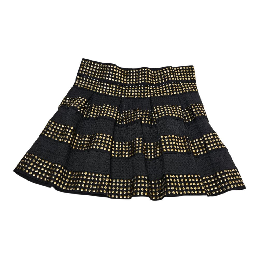 Nesley Designs Women's Gold Studded Mini Skirt Size Large.